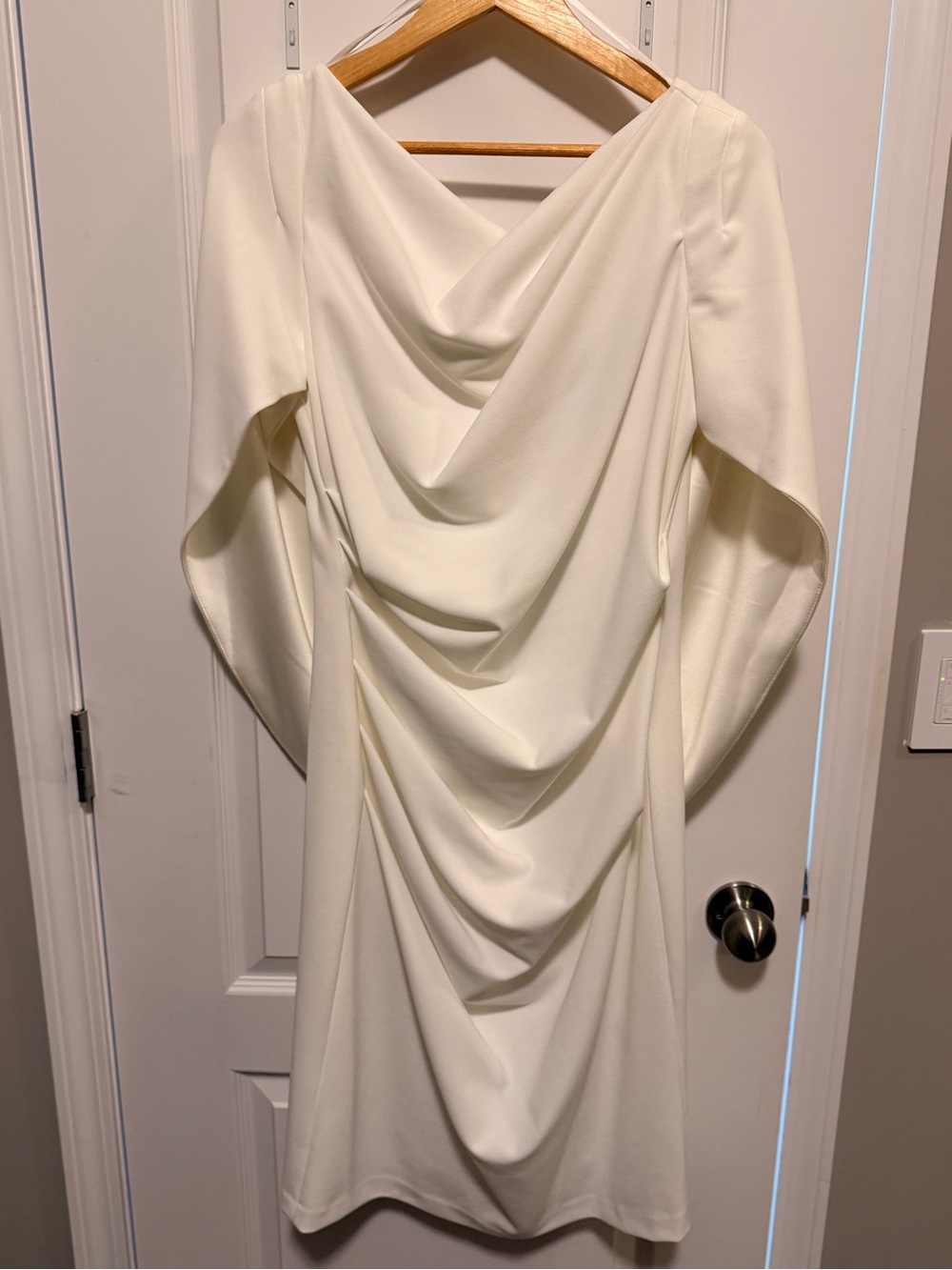 Elegant Draped White Women’s Dress